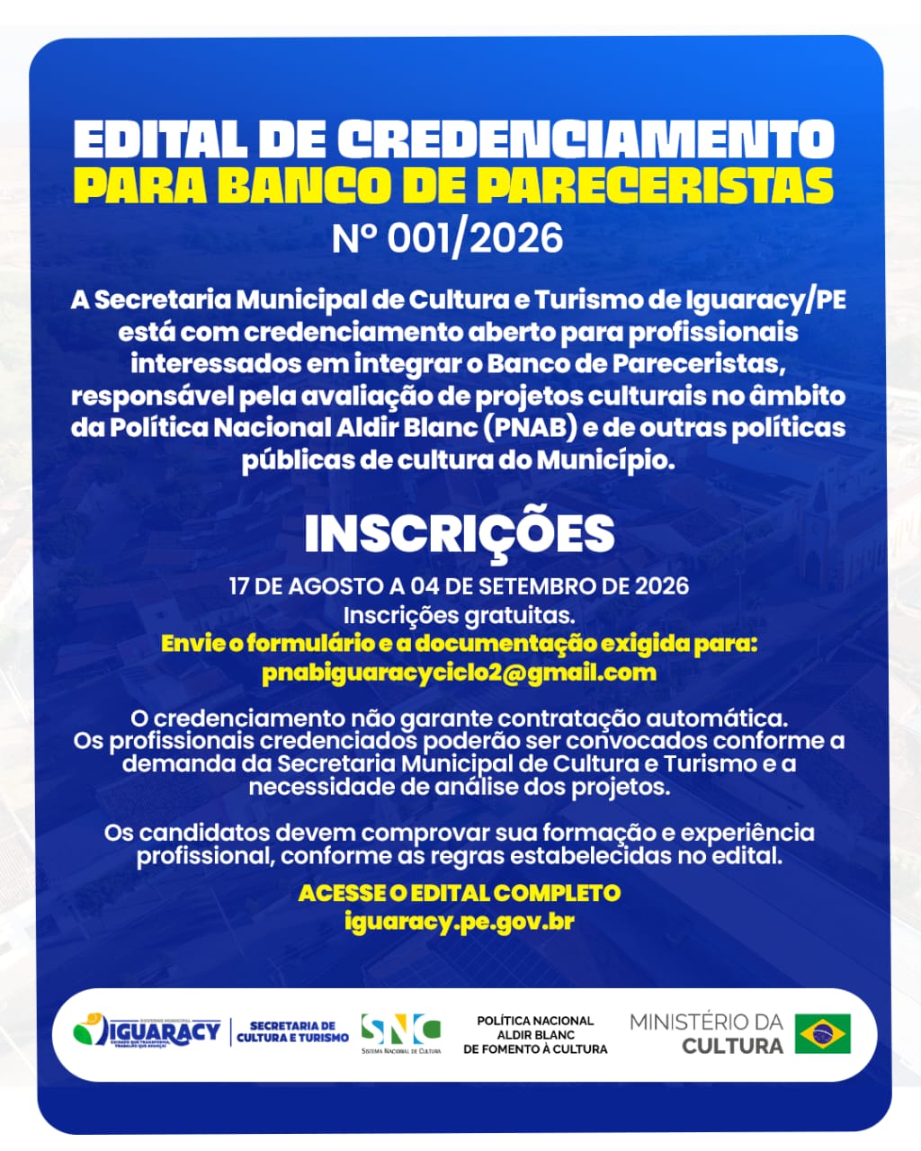 Edital de Credenciamento para Banco  de Parcerista Nº 001/2026